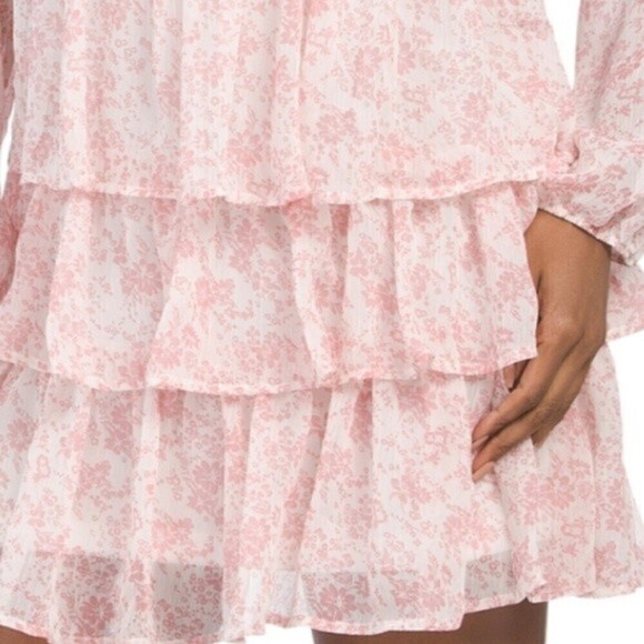 JUNIORS Paisley Floral Square Neck Ruffle Dress Large - Picture 7 of 7